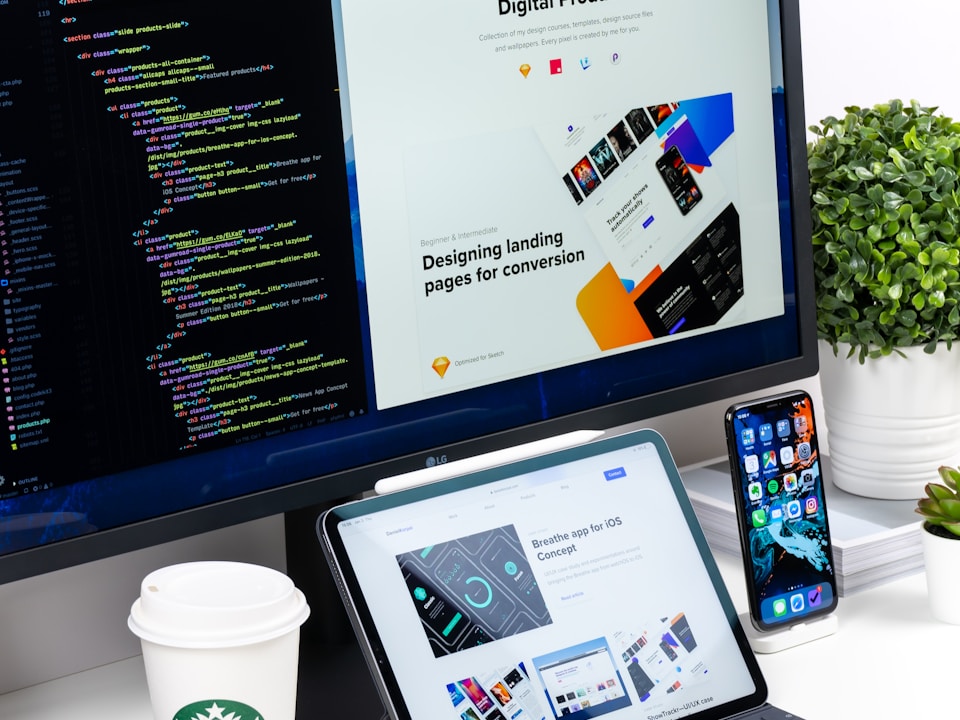 Web development on computer screens